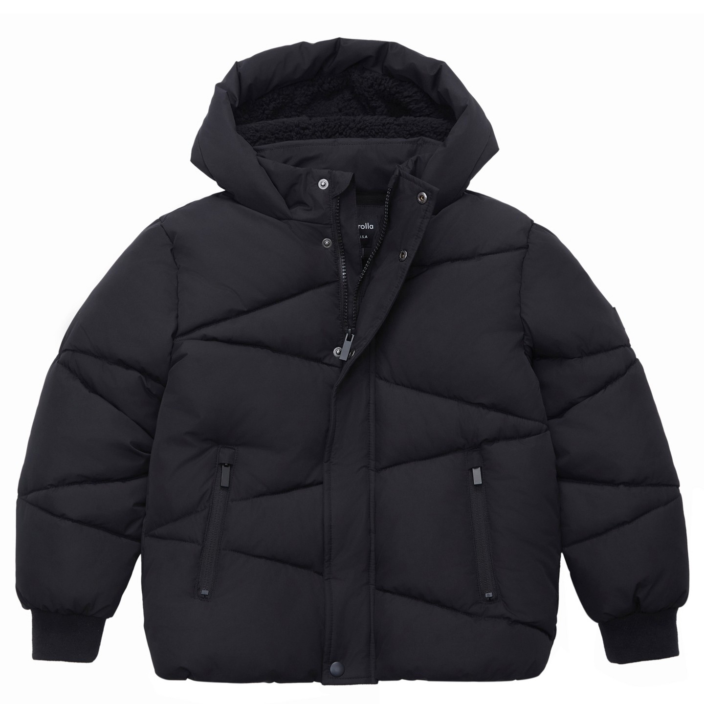 Куртка Rokka&Rolla Grid Winter Coat Fleece Lined Jacket-Black для мальчиков, цвет: Чёрный — фото 8