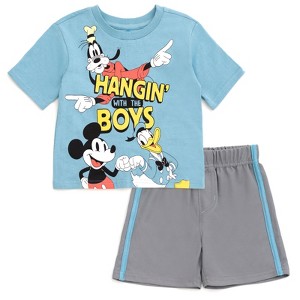 Disney Mickey Mouse Donald Duck Goofy Pluto Baby T-Shirt and Mesh Shorts Outfit Set Infant - 1 of 4