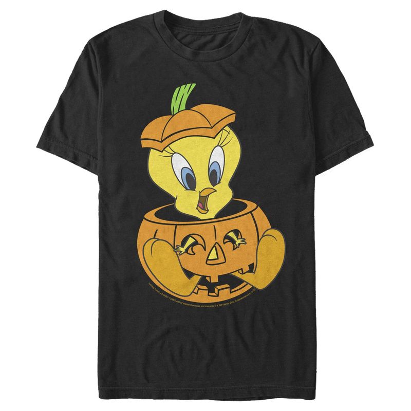 Men's Looney Tunes Halloween Tweety Jack-O-Lantern T-Shirt, 1 of 5