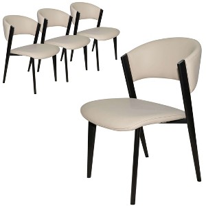 LeisureMod Upholstered Dining Chair in Leather with Black Iron Frame and Legs Aspen Series Set of 4 - 1 of 4