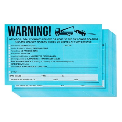 Juvale 50-Pack Parking Violation Towing Stickers, Warning Stickers for Car Window Sign (8.2 x 5.2 In)