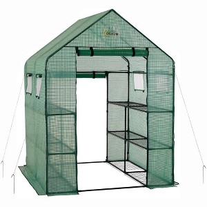 Machrus Ogrow Deluxe WALK-IN 2 Tier 8 Shelf Portable Lawn and Garden Greenhouse - Heavy Duty Anchors Included! - 1 of 4