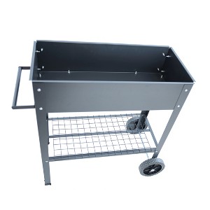 Gulches Mobile Metal Raised Garden Bed Cart with Legs, Elevated Tall Planter Box with Wheels,Dark gray - 1 of 4