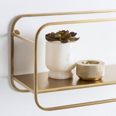 Gold Metal Floating Cube Wall Shelves Set