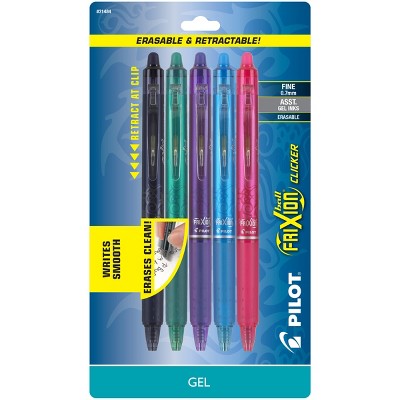 Pilot 5ct FriXion Clicker Erasable Gel Pens Fine Point 0.7mm Assorted Inks