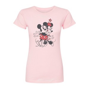 Women's - Disney - Mickey And Minnie Heart Fitted Graphic T-Shirt - 1 of 1