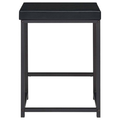 Black Faux Leather and MDF Rectangular Pub Set with 2 Chairs