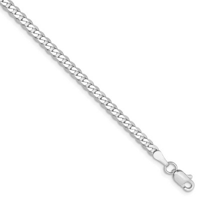 Black Bow Jewelry 2.9mm, 14k White Gold, Flat Beveled Curb Chain Bracelet