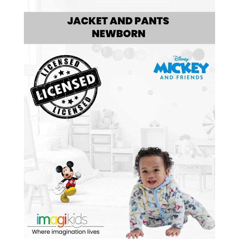 Disney Mickey Mouse Baby Fleece Jacket and Pants Newborn, 2 of 8
