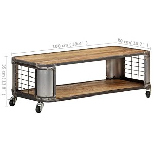vidaXL Coffee Table Natural Mango Wood Solid Mango Wood, Steel - 1 of 4