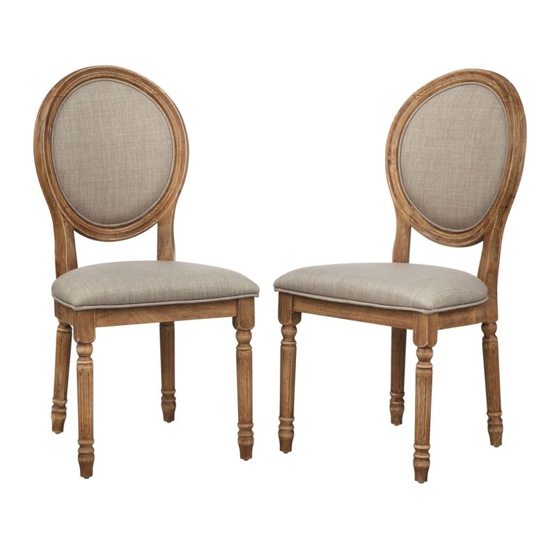 Set of 2 Toscana Linen Dining Chairs Beige - Lifestorey, 1 of 5
