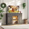 Fredees Farmhouse Sideboard Buffet Cabinet with Storage, 3 Drawers & 2 Doors, Coffee Bottle Bar with Light & Charging Station, Rustic Brown - 4 of 4