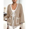 Women's Plus Size Cardigan Sweater Long Sleeve Knit Open Front Cover Up Casual Tops with Side Pockets - 2 of 4