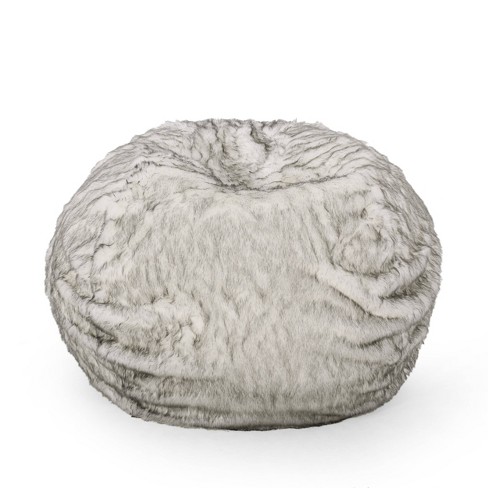 52 Schley Modern Glam Short Faux Fur Bean Bag White/gray - Christopher  Knight Home : Target