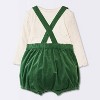 Baby Girls' 2pc Polka Dot Bodysuit and Overalls Set - Cloud Island™ Green/White - 2 of 4