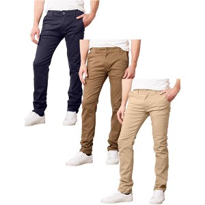 Galaxy By Harvic  Men's Super Stretch Slim Fit Everyday Chino Pants-3 Pack - 1 of 4