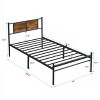 Sapphtopaz Metal Platform Bed Frame with Wood Panel Decor Headboard, Durable Black Design for Bedrooms, Adults & Teens - 3 of 4