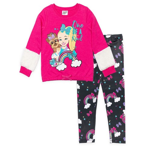 JoJo Siwa Jojo Bow Bow Little Girls Fur Sweatshirt Leggings Outfit Set Pink 6 6X