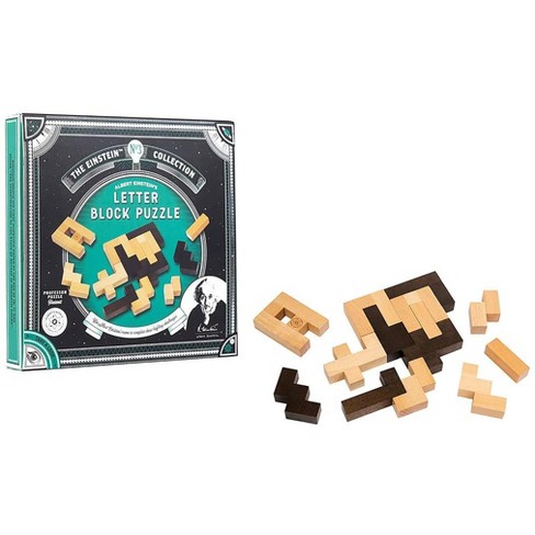 EINSTEIN'S LETTER BLOCK Wooden PUZZLE 12 Challenges Professor Puzzle 