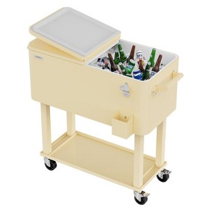 Karl Home 80 QT Patio Cooler Cart with Tray - 1 of 4