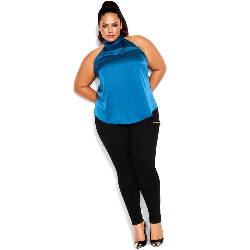 Women's Plus Size Sexy Shine Top - deep teal |   CITY CHIC, 2 of 7