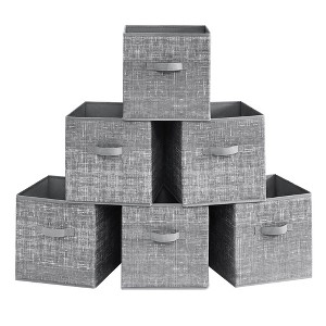SONGMICS Storage Cubes Non-Woven Fabric Bins with Double Handles Set of 6 Closet Organizers for Shelves Foldable for Clothes - 1 of 4
