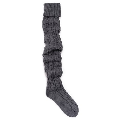 Muk Luks Women's Cable Knit Over The Knee Socks-pewter Os : Target