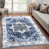Washable Vintage Rug Non Slip Low Pile Rug Soft Retro Medallion Distressed Throw Floor Cover Foldable Indoor Carpet for Living Room Bedroom Playroom - 4 of 4