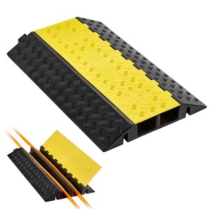 VEVOR Cable Protector Ramp, 22,000 lbs/axle Capacity, 2 Channel Heavy Duty Rubber Cord Hose Wire Cover, 4 x 3 in Channel, 1 Pack,Yellow & Black - 1 of 4