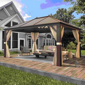 Erommy 10' x 13' Hardtop outdoor Gazebo clearance, Metal Roof Gazebo with Aluminum Frame for Patio Lawns - 1 of 4