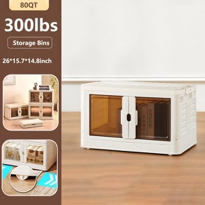 Musment Stackable Plastic Storage Bins with Lids -  Foldable Storage Boxes with Doors & Wheels, Portable and Lockable Organizer Boxes for Living Room - 1 of 4