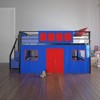 Kids' Junior Metal Loft Bed with Storage Steps and Curtain Set Black/Blue - Room & Joy - image 3 of 4