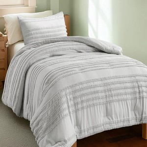 BAGOKIE Tufted Striped Bed Set with Comforter and Pillow Sham - 1 of 4