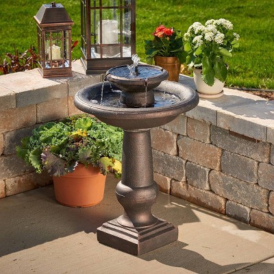 Chatsworth Bronze Solar Powered 2-Tier Outdoor Fountain