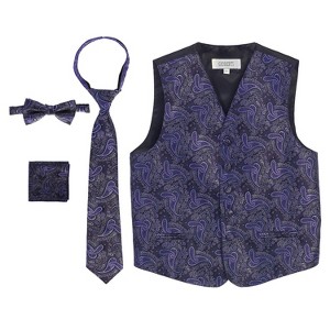 Gioberti Boy's 4pc Paisley Vest Set - 1 of 4