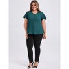 GRACE & GRANDEUR Women's Plus Size Pleated V Neck Button Decor Ruffle Sleeve Casual Loose Fit Blouses - 2 of 4