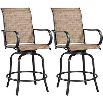 Yaheetech Outdoor Swivel Bar Stools Patio Bistro Chairs with High Back and Armrest