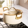 Bloomhouse 8 Piece Pots and Pans Heavy Duty Aluminum Premium PFA Free Ceramic Nonstick Dutch Oven Pot with Lid - Linen White with Gold Handle - 4 of 4