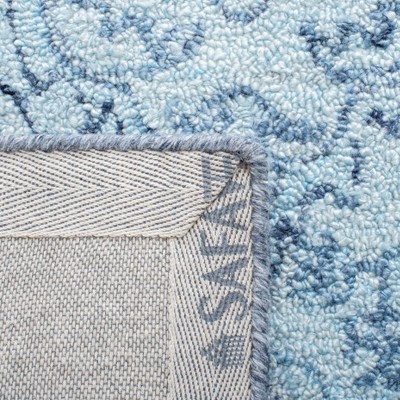 Light Blue Hand-Tufted Wool Square Area Rug, 6 x 6 ft