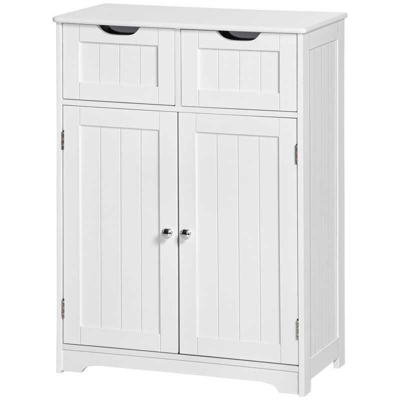 kleankin Freestanding Bathroom Storage Cabinet, Floor Cabinet with 2 Drawers, Adjustable Shelf, for Bathroom, Living Room or Entryway, White, 5 of 8