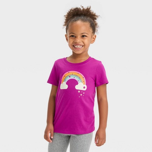 Toddler Girls' Rainbow Short Sleeve T-shirt - Cat & Jack™ Pink : Target