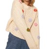 Women's 3d Flower Sweater - EN CREME - 2 of 4