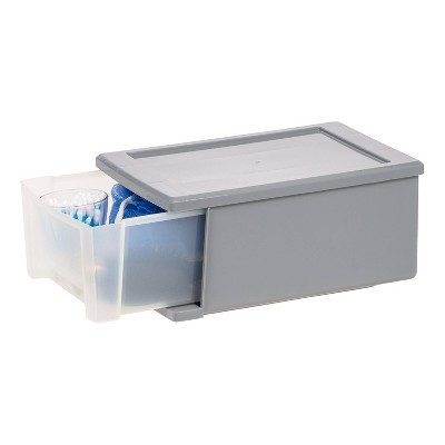 Gray Clear Stackable Plastic Storage Drawers, Set of 5