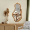 LuxenHome 22"x 39" Asymmetrical Wall Mirror Solid Wood Frame Wall Mounted Irregular Hanging Decorative Mirror for Bathroom Bedroom Entryway Brown - 4 of 4