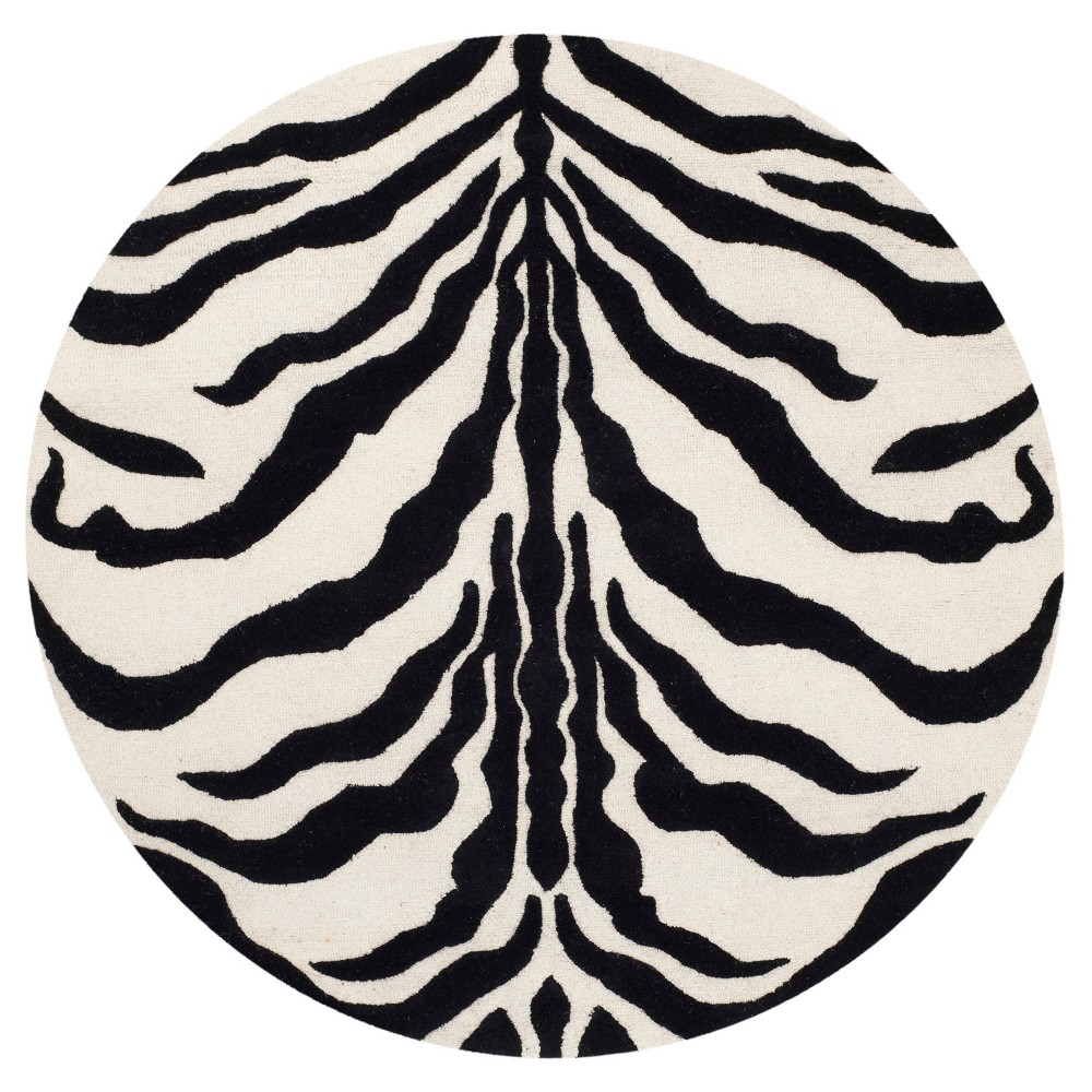 6'x6' Round Malik Rug Ivory/Black Round - Safavieh