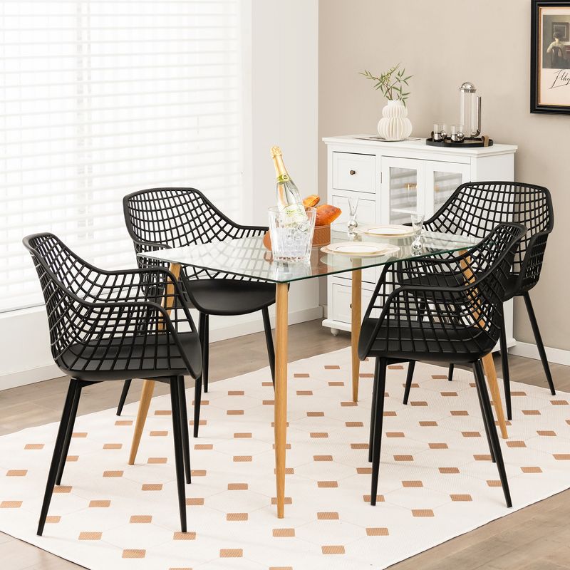 Costway Modern Dining Chair Set of 4 Plastic Shell Hollow withMetal Legs for Living Room, 2 of 11