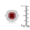 Slickblue Red Bridal Cocktail Ring for Women – Rhodium-Plated with Cushion Cubic Zirconia, Size 5 to 10 - image 4 of 4