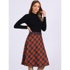 INSPIRE CHIC Women's Tartan Plaid High Waist Belted Vintage A-Line Midi Skirt - 2 of 4
