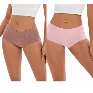 INSPIRE CHIC 2 Pcs Women's Plus Size High Waisted Tummy Control Briefs Butt Lifter Control Panties - 1 of 4
