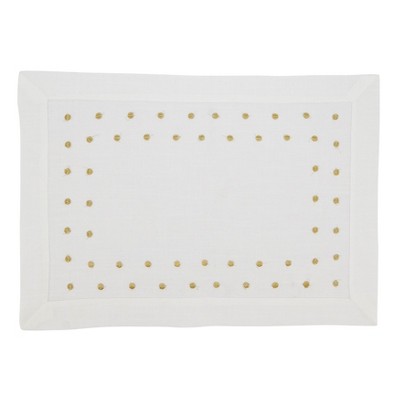 Gold Polka Dot Oblong Polyester Placemats, Set of 4